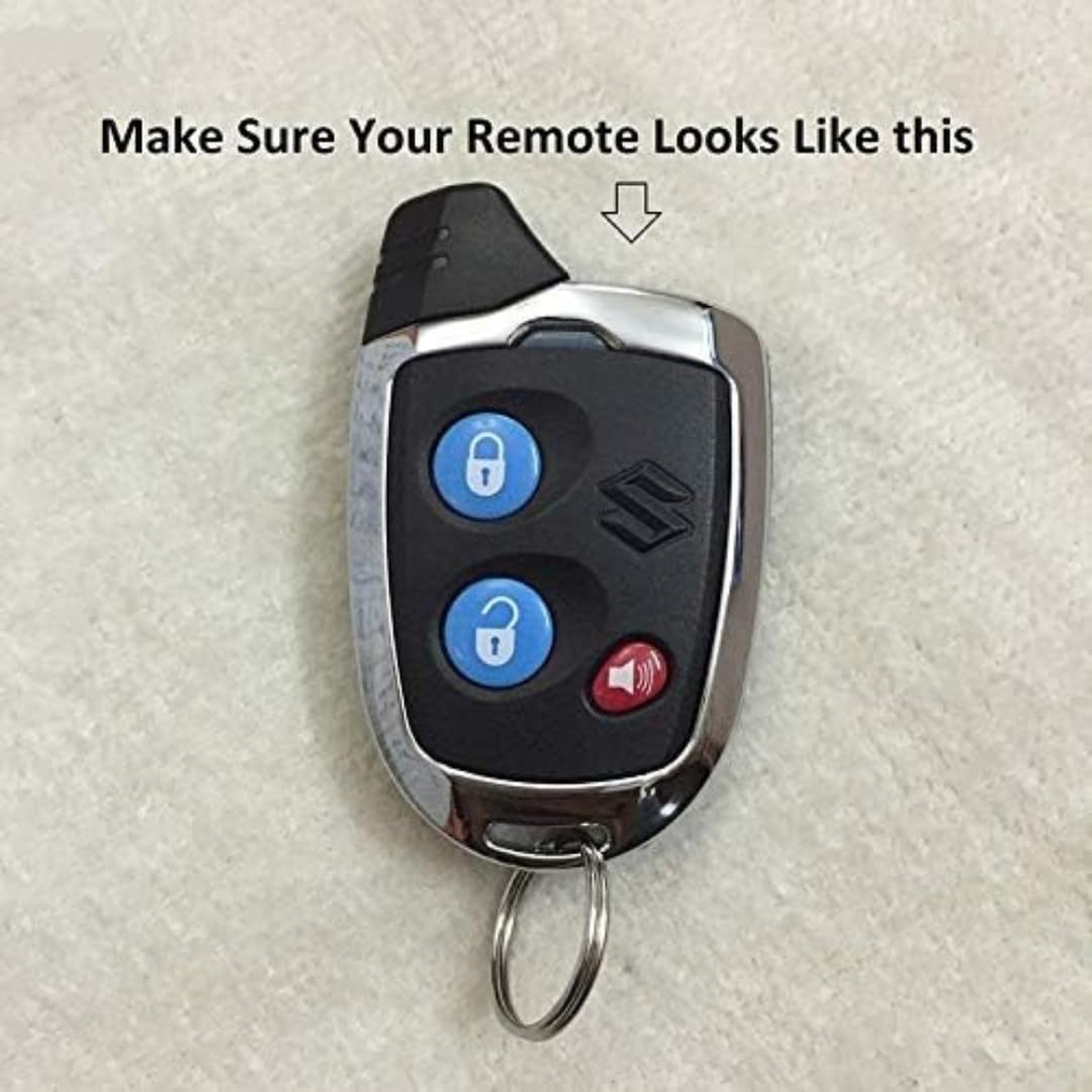 Metal Silicon Key Cover for Maruti Suzuki Nippon 3-Button Smart Key, Black, Premium Metal and Silicone Protection, Visible in Low-Light, Pack of 1