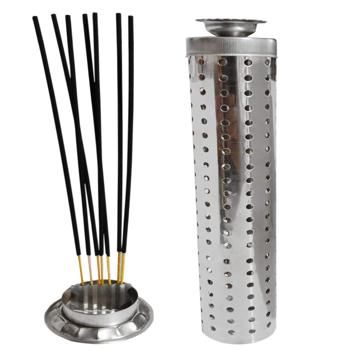 Safety Agarbatti Stand Steel Incense Holder (Silver, Pack of 2)(Cylindrical)