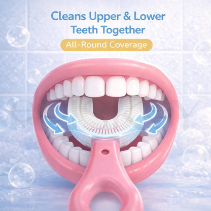 Kids U-Shape Silicone Toothbrush for Children 2–12 Years | Soft Food-Grade Silicone Whole Mouth Cleaning Toothbrush | Gentle on Gums | Easy Grip Handle (BABY_BRUSH)