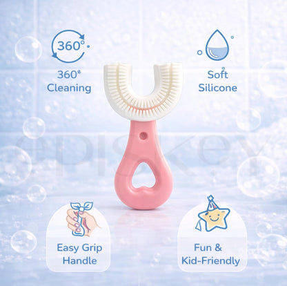Kids U-Shape Silicone Toothbrush for Children 2–12 Years | Soft Food-Grade Silicone Whole Mouth Cleaning Toothbrush | Gentle on Gums | Easy Grip Handle (BABY_BRUSH)
