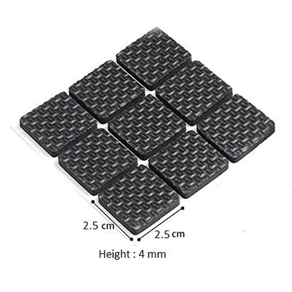 18Pc Self Adhesive Black Square Soft EVA Like Rubber Furniture Protection Non Slip Anti Skid Scratch Proof Buffer Bumper Floor Noise Insulation Bush Leg Pads Guards