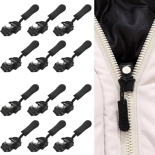 Zipper Repair Kit with Instant Zipper Sliders, Nylon Pull Tabs & Metal Pulls – Universal Replacement for Bags & Garments (Pack of 5)