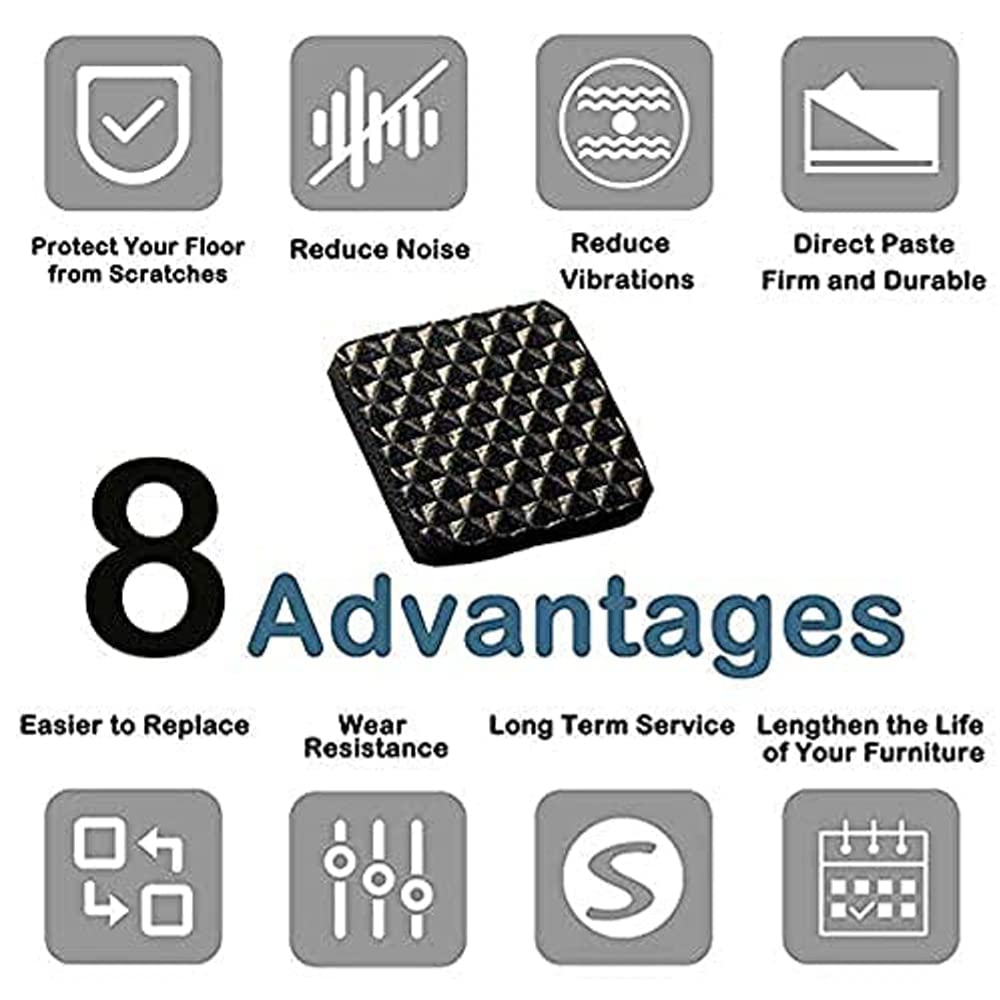 18Pc Self Adhesive Black Square Soft EVA Like Rubber Furniture Protection Non Slip Anti Skid Scratch Proof Buffer Bumper Floor Noise Insulation Bush Leg Pads Guards