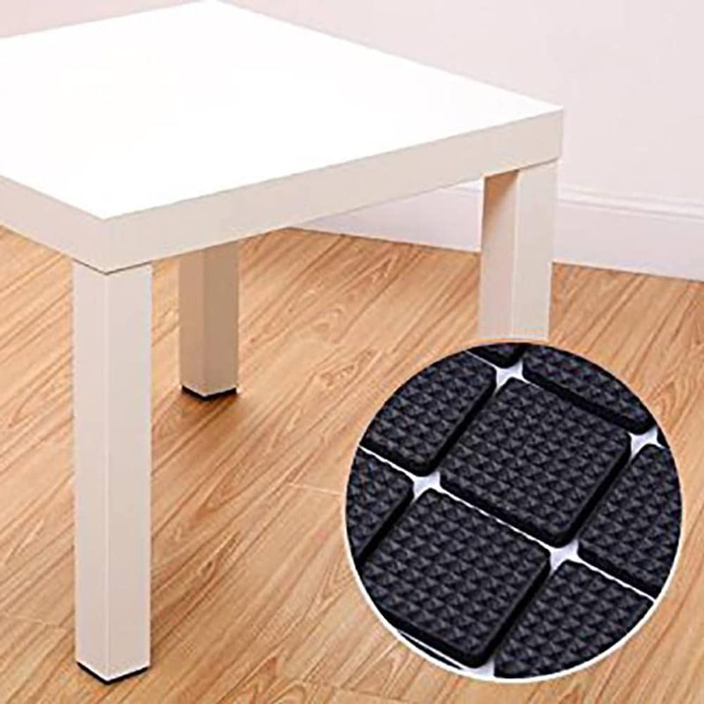 18Pc Self Adhesive Black Square Soft EVA Like Rubber Furniture Protection Non Slip Anti Skid Scratch Proof Buffer Bumper Floor Noise Insulation Bush Leg Pads Guards