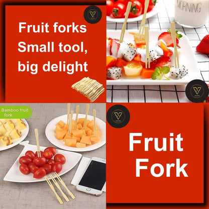 Disposable Wooden Fruit Fork Sets | 3 Inch | Pack of 140 | Mini Fork for Snacks, Appetizers, and Desserts | Eco-Friendly Bamboo Cutlery for Parties and Events | Mini Cocktail Picks