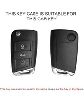 Leather Key Cover Compatible for Kushaq, Octavia, Kodiaq, Superb, Slavia, Passat 3B Flip Key (Silver) with Key Ring