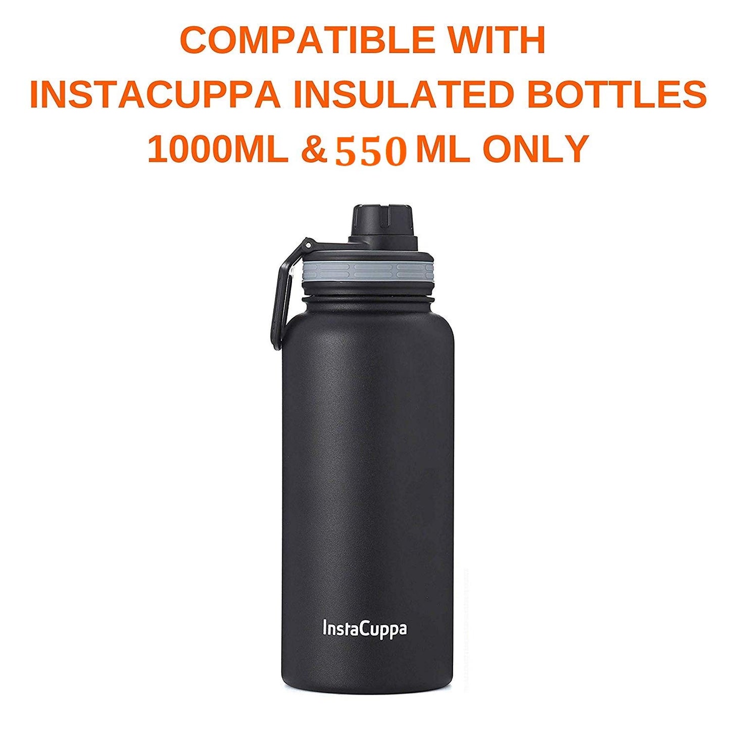 InstaCuppa Sports Sipper Lid Add On Thermosteel Bottle, Plastic, Black, 0.55 Litre