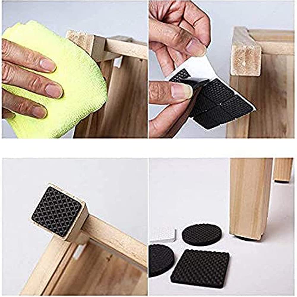 18Pc Self Adhesive Black Square Soft EVA Like Rubber Furniture Protection Non Slip Anti Skid Scratch Proof Buffer Bumper Floor Noise Insulation Bush Leg Pads Guards