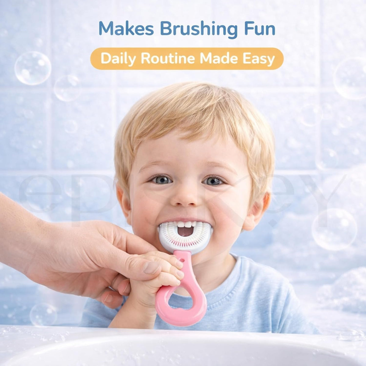 Kids U-Shape Silicone Toothbrush for Children 2–12 Years | Soft Food-Grade Silicone Whole Mouth Cleaning Toothbrush | Gentle on Gums | Easy Grip Handle (BABY_BRUSH)