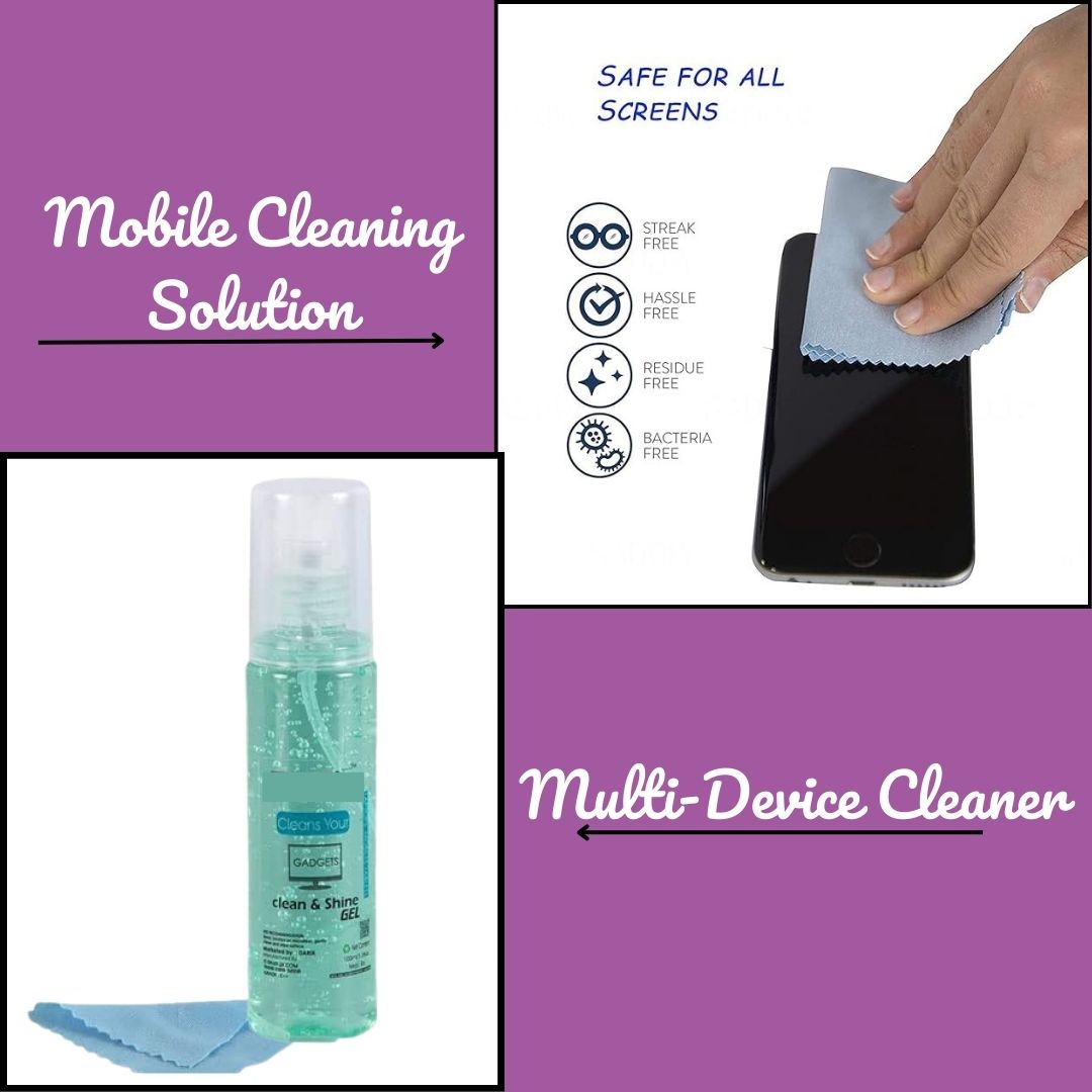 Cleaner Fluid Gel LCD Cleaning Kit, Liquid Solution with Cloth to Clean Mobile/Laptop Screen Pack of 3