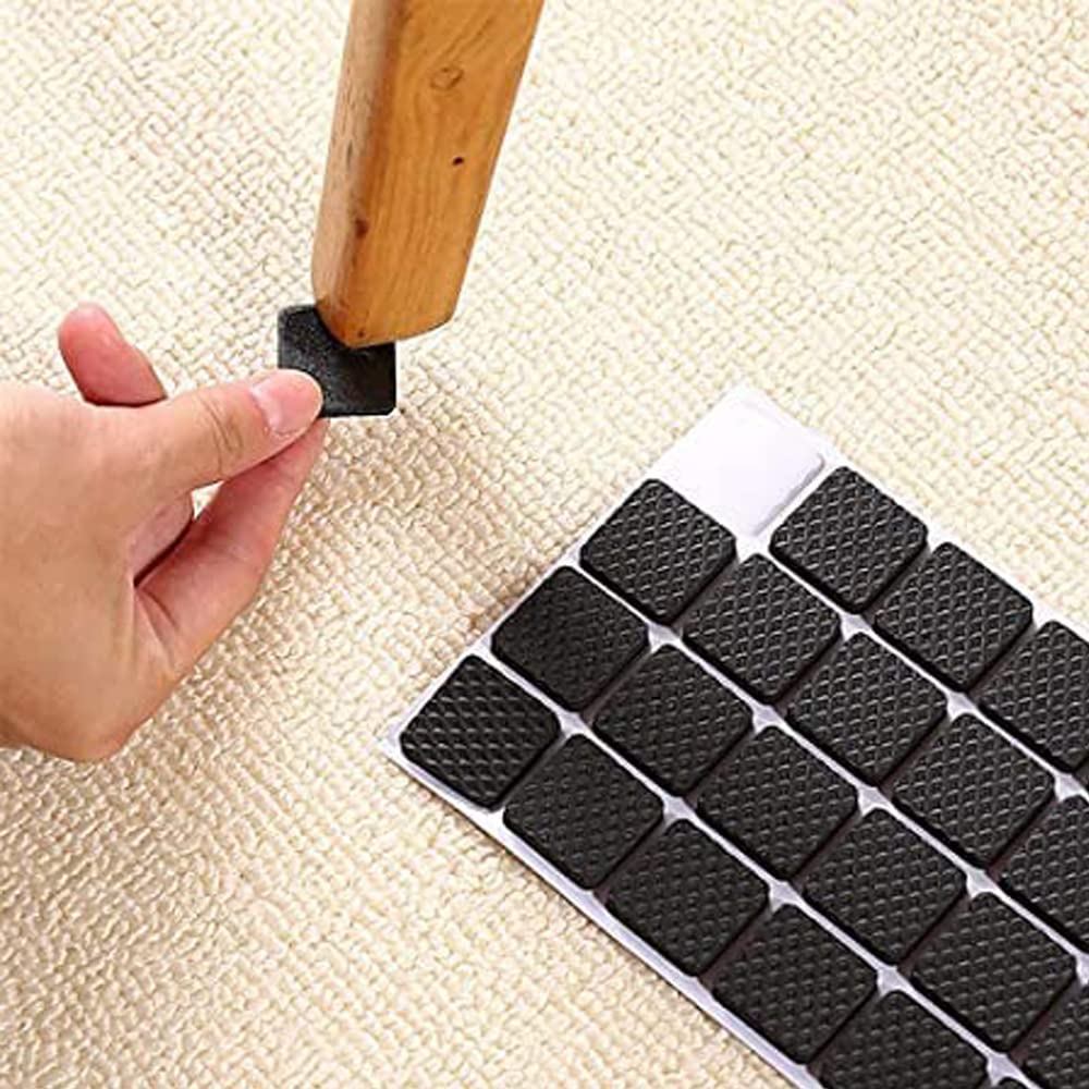 18Pc Self Adhesive Black Square Soft EVA Like Rubber Furniture Protection Non Slip Anti Skid Scratch Proof Buffer Bumper Floor Noise Insulation Bush Leg Pads Guards