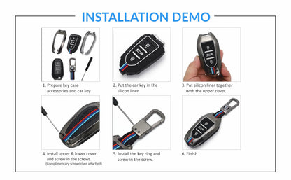 Metal Key Cover Compatible for Jeep Meridian, Compass, Trailhawk, 2 Button Smart Key