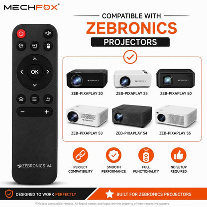 Projector Remote Control Compatible with Zebronics Version 4 Projector | Replacement IR Remote | No Programming Required | Match Remote Image Before Ordering | P-23