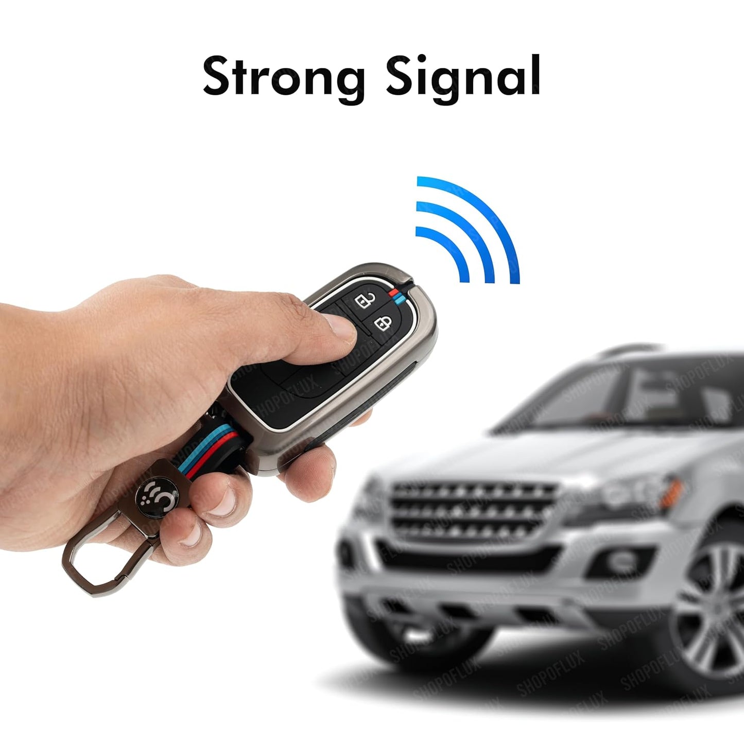 Metal Key Cover Compatible for Jeep Meridian, Compass, Trailhawk, 2 Button Smart Key