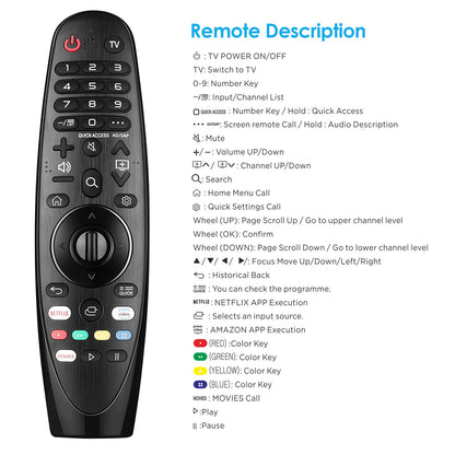 Universal Remote Control for LG Smart TV Magic Remote Compatible with All Models of LG TVs (NO Voice Function No Pointer Function), Black