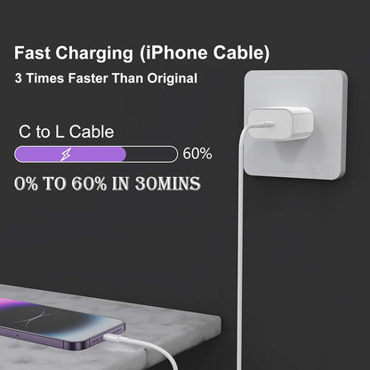 Type C to L cable [MFi Certified] for 30W Fast Charging,designed for iphone cable with 480Mbps Data Sync compatible with iPhone 14,13,12,11,9,8,7 Series,1m White