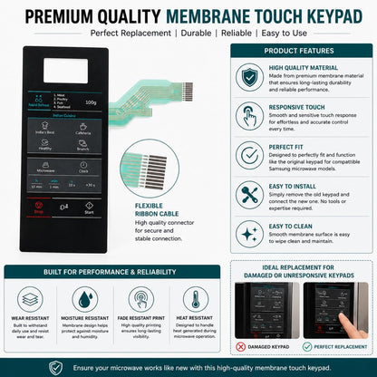 Replacement Membrane Touch Keypad for Samsung Microwave Oven MW73AD MW-73AD, Black