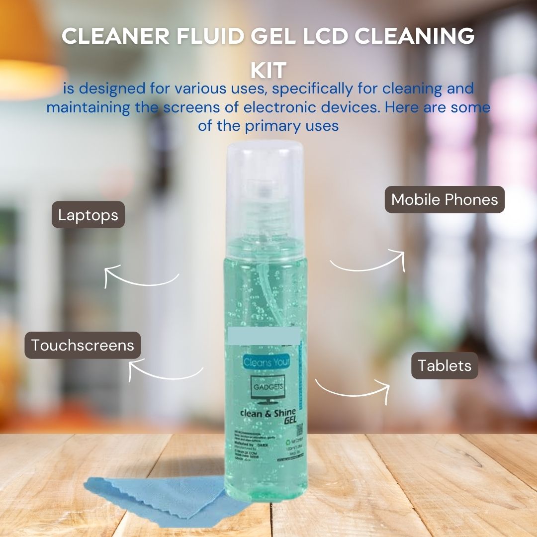 Cleaner Fluid Gel LCD Cleaning Kit, Liquid Solution with Cloth to Clean Mobile/Laptop Screen Pack of 3