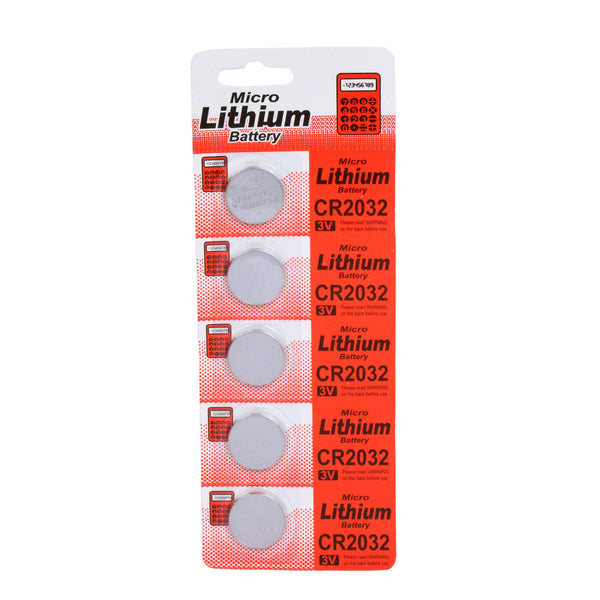 CR 2032 Battery 3V Micro Lithium Button Coin Cell - Pack of 5 Batteries