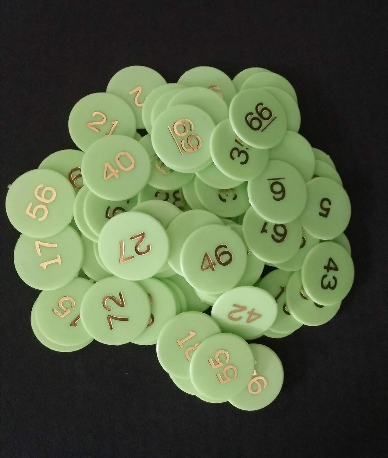 Plastic Numerical Token/Coins (1 To 100) Number Coins Yellow Colur(Small) (Coins Size 31Mm)