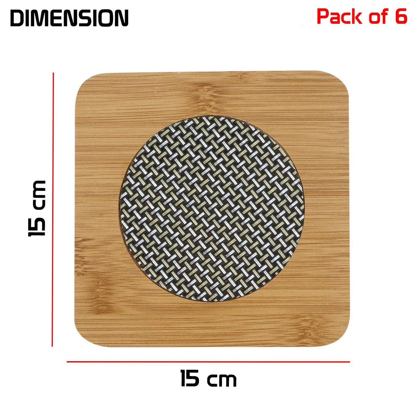 Bamboo Wooden Coasters for Home Pan Pot Holder for Dining Table Heat Pad for Kitchen - Pack of 2 (AR2922)