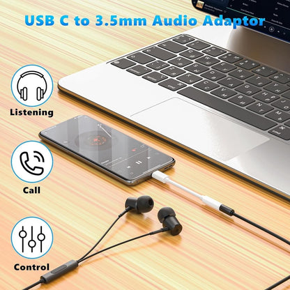 Type C to 3.5mm Hi-Res Audio Adapter, USB C to AUX Headphone Jack Converter with Mic Support for iPhone 15/16, Samsung, OnePlus & Android