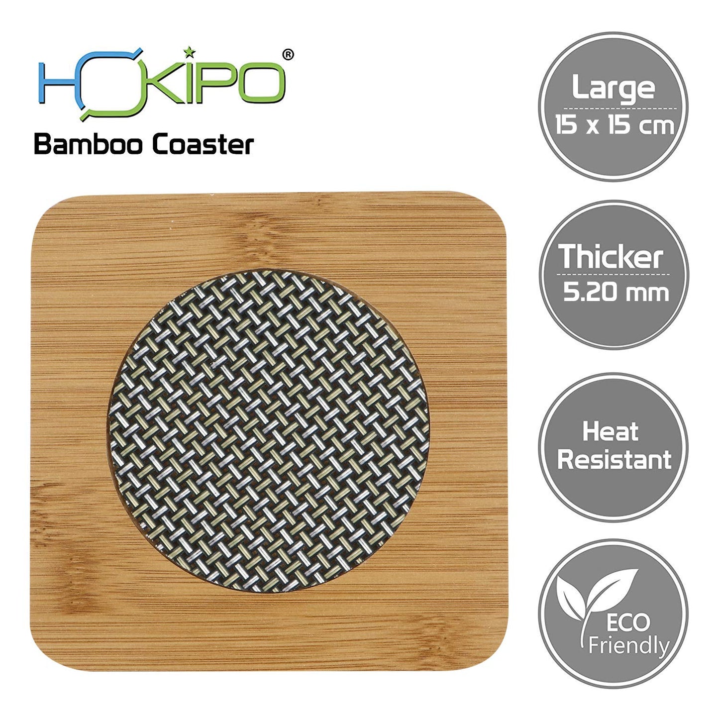 Bamboo Wooden Coasters for Home Pan Pot Holder for Dining Table Heat Pad for Kitchen - Pack of 2 (AR2922)