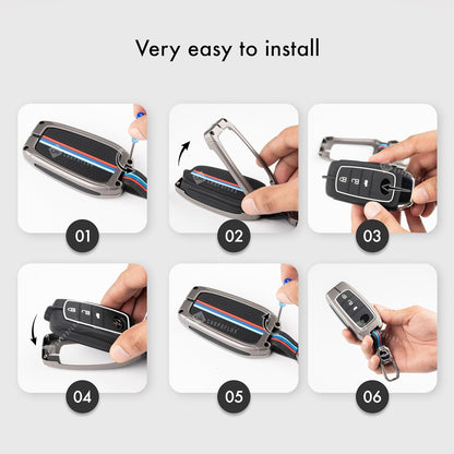 Metal Key Cover Compatible for Jeep Meridian, Compass, Trailhawk, 2 Button Smart Key