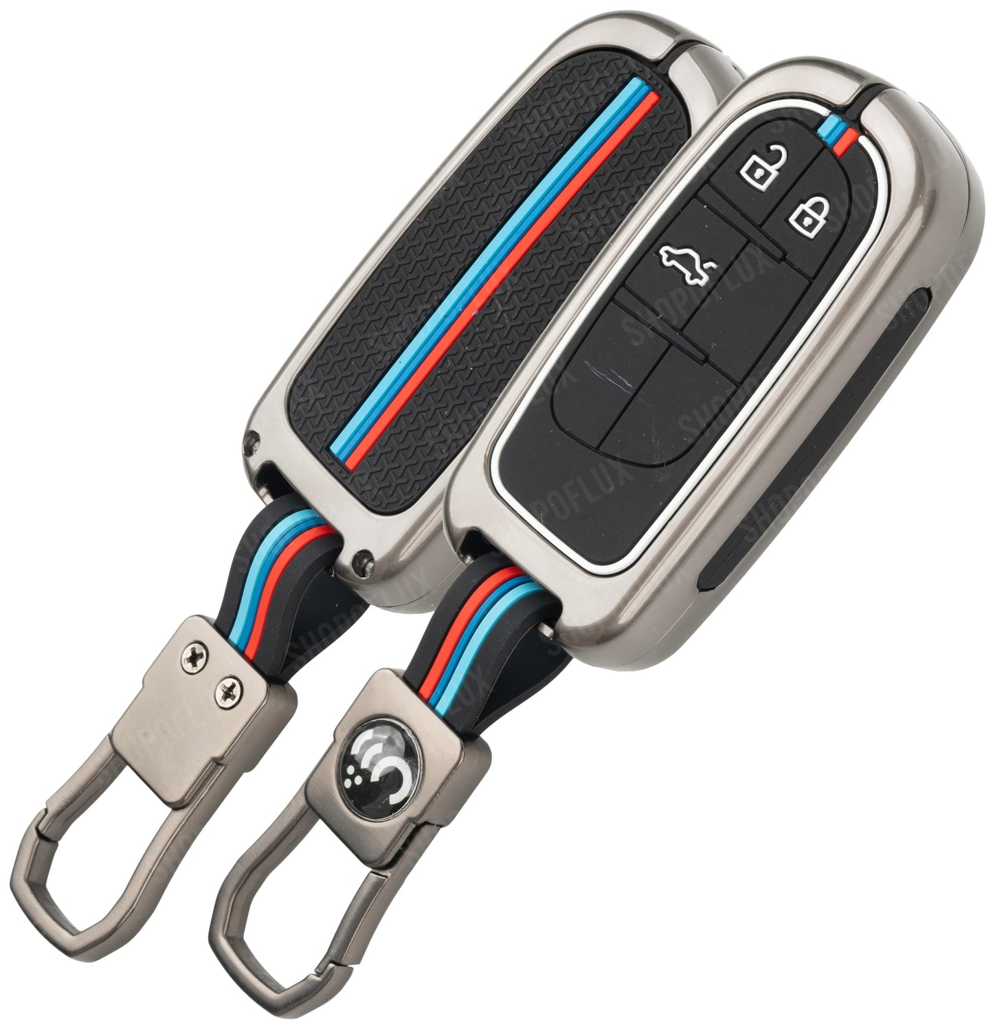 Metal Key Cover Compatible for Jeep Meridian, Compass, Trailhawk, 2 Button Smart Key