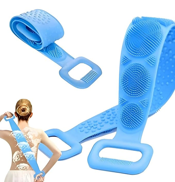 Silicone Double-Sided Exfoliating Body Scrubber Belt for Shower & Bath - Removable Chopping Belt for Skin Exfoliation & Cleansing.