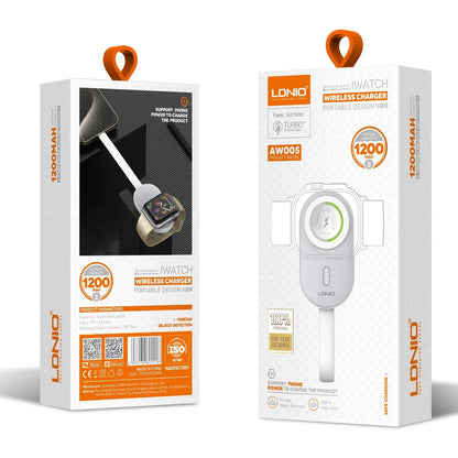 Ldnio Aw005 New OEM ODM Wholesale Agent Design1200 mAh Mini Powerbank Portatil Charging Kabel for Smart Watch Wireless Charger for iWatch