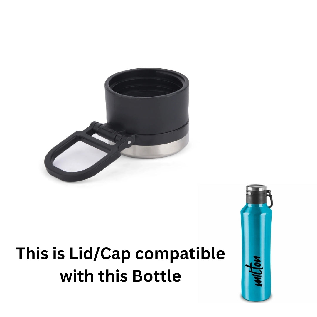 Milton Spare Lid Compatible for Gulp Water Bottle 600ml / 900ml / 1100ml, Replacement Leak Proof Cap with Silicone Seal (Black)