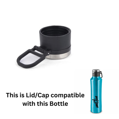 Milton Spare Lid Compatible for Gulp Water Bottle 600ml / 900ml / 1100ml, Replacement Leak Proof Cap with Silicone Seal (Black)