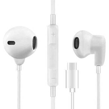 SLCE Type-C Headphones with Mic | Bass Booster Earphone Wired Headset -(White, in The Ear) Flymaster Shop