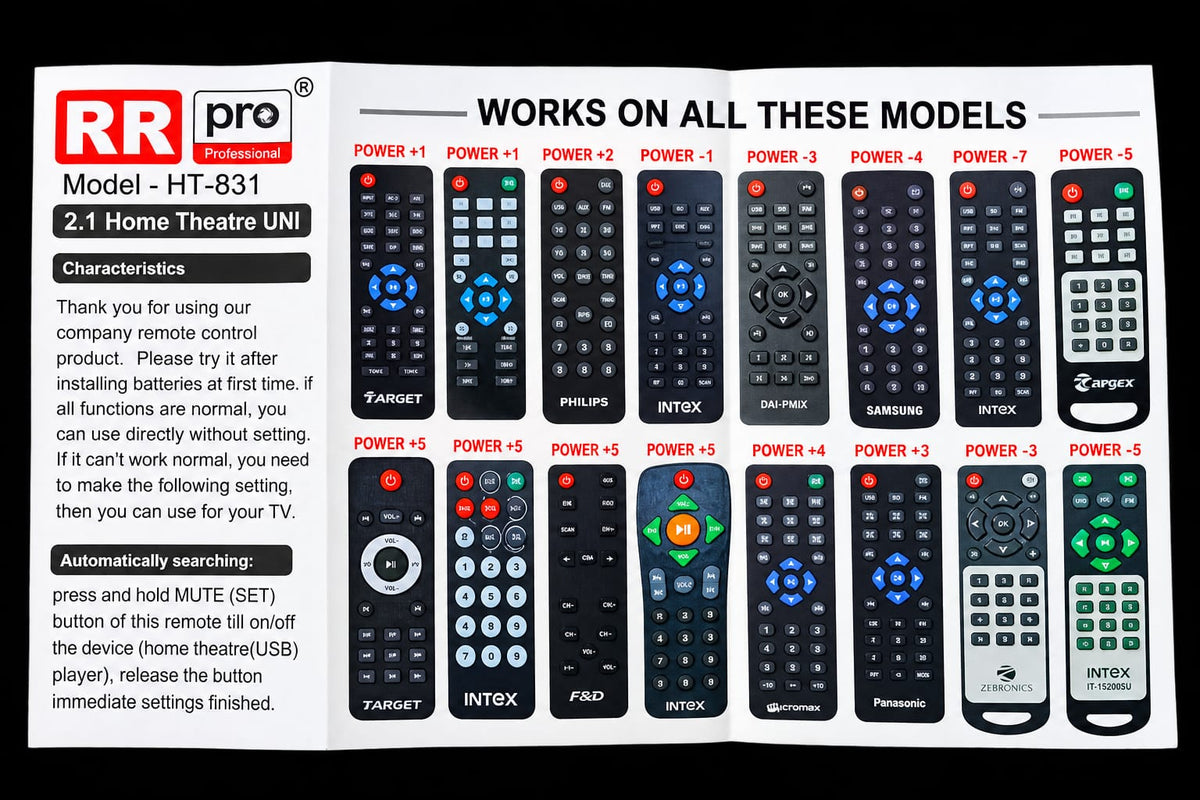 18 In1 Home Theater Universal Remote (Different Body Please Check Second Image) Compatible for Zebro-nics Philip MMS-4040F Mitsun IT-1800suf IT-401 SUF Intex f&d Target