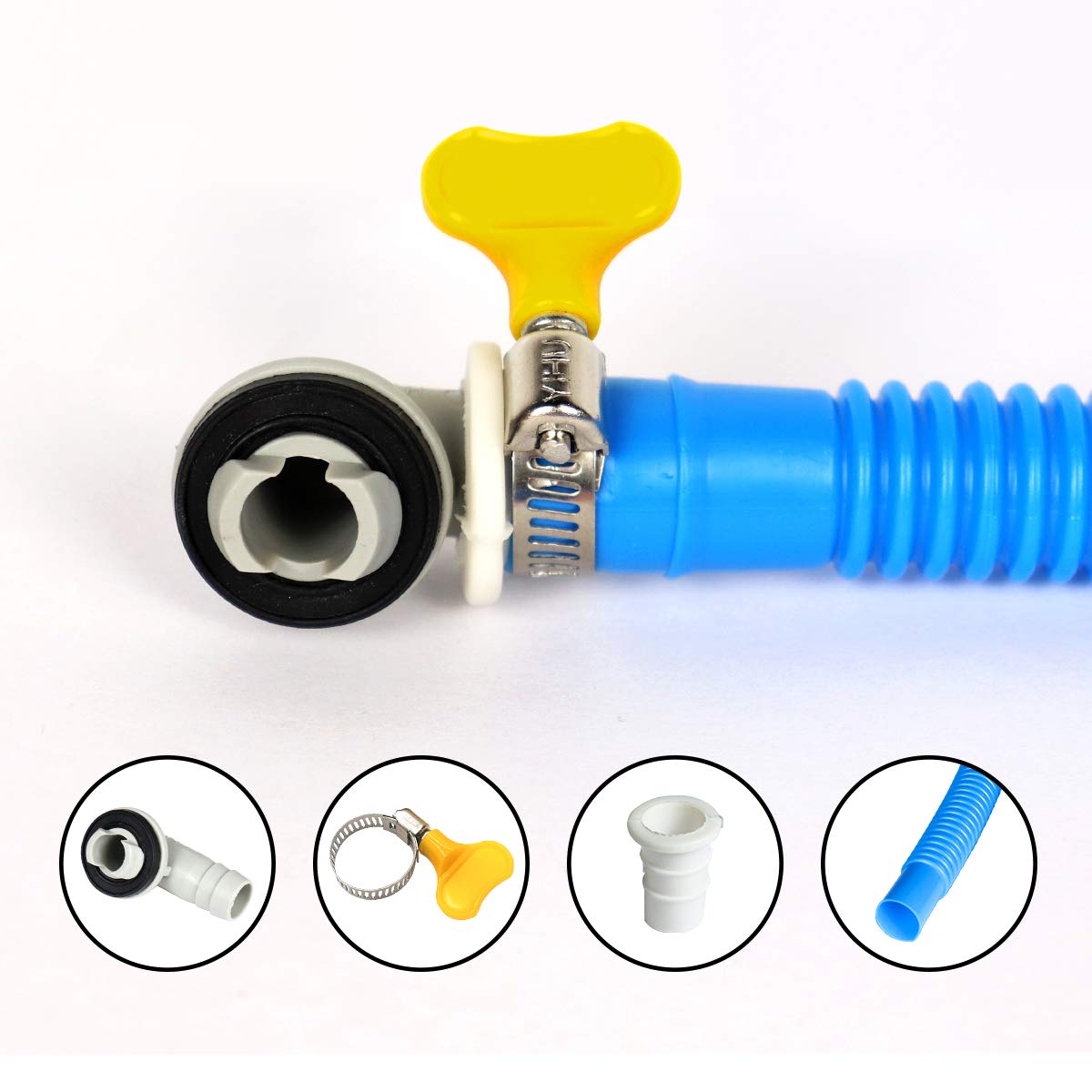 Air Conditioner Drain Hose Connector Elbow Fitting,with Universal 5.2 Ft AC Drain Hose kit for Mini-Split Condensate Unit & Window Units - Flymaster Shop