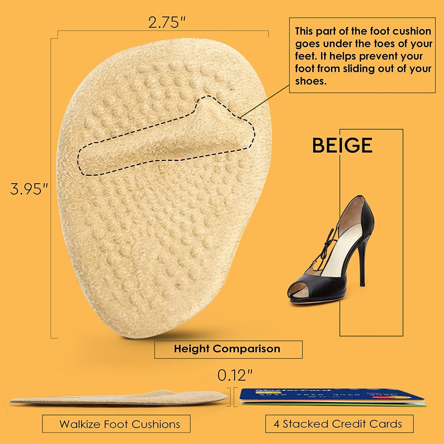 Ball of Foot Cushions, Metatarsal Pads, High Heel Inserts, Forefoot Cushions and Soft Gel Insole Pads, Ideal for Women Mortons Neuroma & Metatarsal Foot Pain Relief (4 pcs) - Flymaster Shop