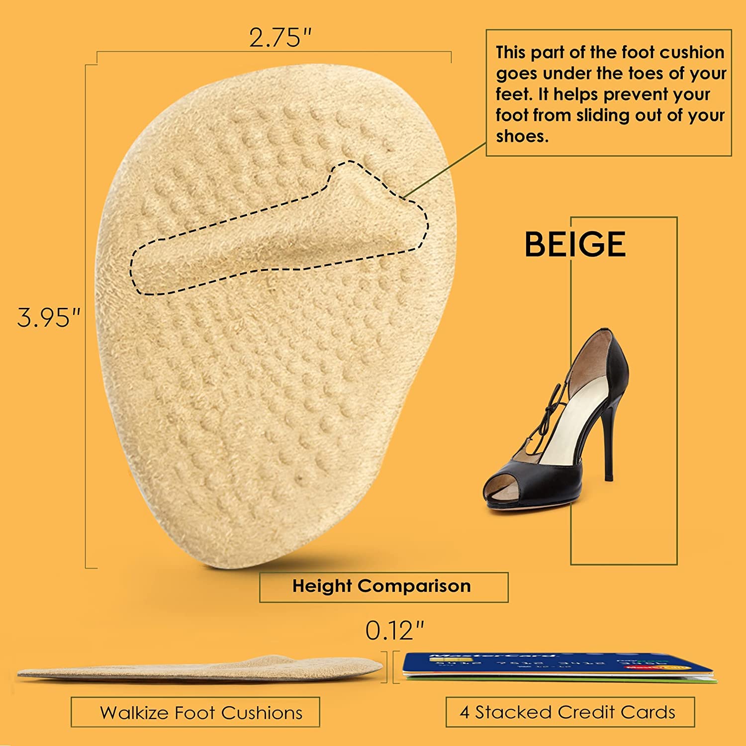 Ball of Foot Cushions, Metatarsal Pads, High Heel Inserts, Forefoot Cushions and Soft Gel Insole Pads, Ideal for Women Mortons Neuroma & Metatarsal Foot Pain Relief (4 pcs) - Flymaster Shop