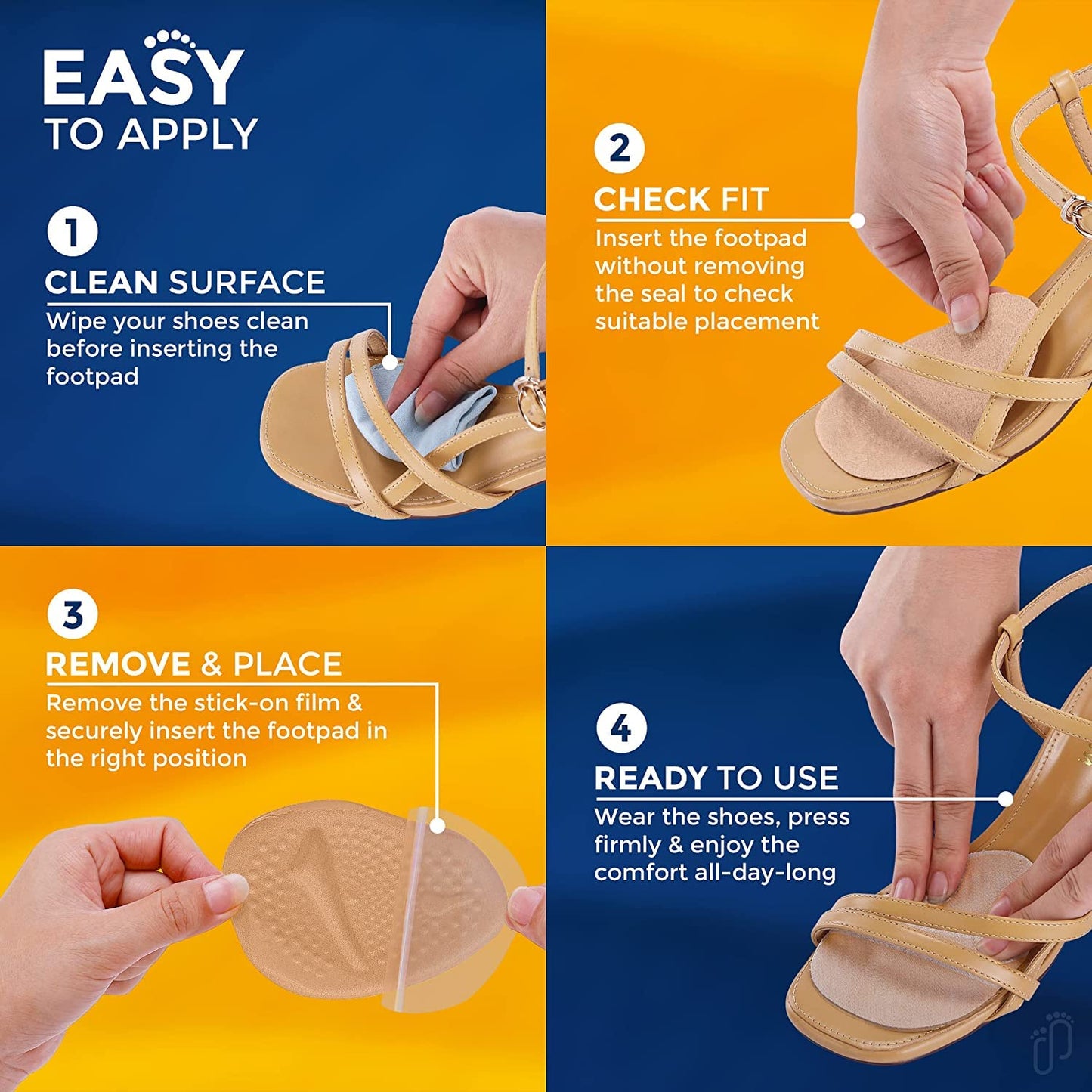 Ball of Foot Cushions, Metatarsal Pads, High Heel Inserts, Forefoot Cushions and Soft Gel Insole Pads, Ideal for Women Mortons Neuroma & Metatarsal Foot Pain Relief (4 pcs) - Flymaster Shop