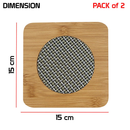 Bamboo Wooden Coasters for Home Pan Pot Holder for Dining Table Heat Pad for Kitchen - Pack of 2 (AR2922) - Flymaster Shop