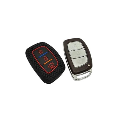 Black Silicone Key Cover for Hyundai 3-Button Smart Keys – Elite i20, Verna 4S, Aura, Xcent, Elantra | With Mini Keyring - Flymaster Shop