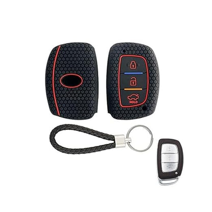 Black Silicone Key Cover for Hyundai 3-Button Smart Keys – Elite i20, Verna 4S, Aura, Xcent, Elantra | With Mini Keyring - Flymaster Shop
