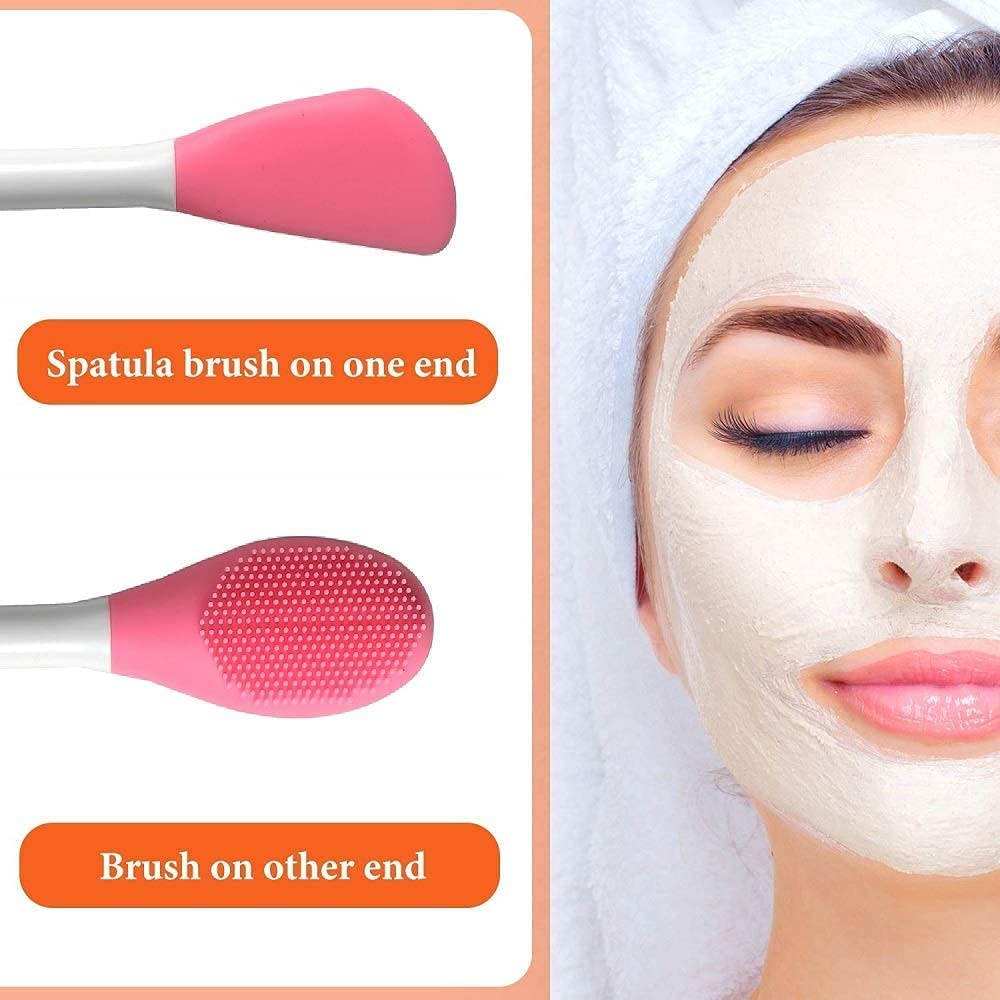 Brushes,Double-Ended Silicone Face Mask Brush,Facial Cleansing Brush, Premium Soft Facial Masks Other Skin Care Applicator Tool for Cream, Body Lotion, Moisturizer - Multicolor (PACK OF 1) - Flymaster Shop