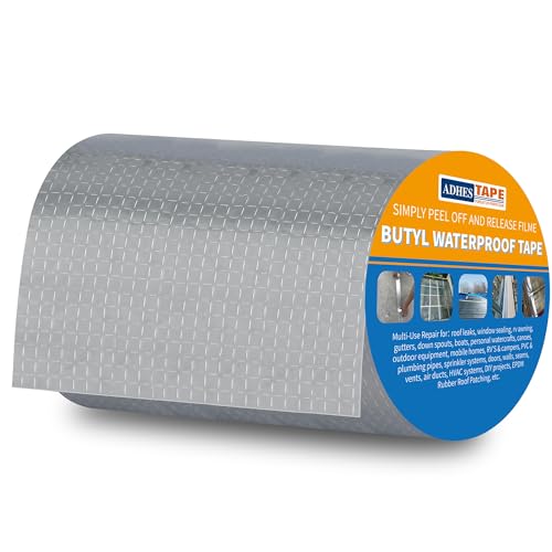 Butyl Tape Waterproof Tape, 2 inch x 16 feet, Aluminum Foil Tape Butyl Sealant Tape for RV Repair, Window, Silicone, Boat and Pipe Sealing, Glass & EDPM Rubber Roof Patching, Silver - Flymaster Shop