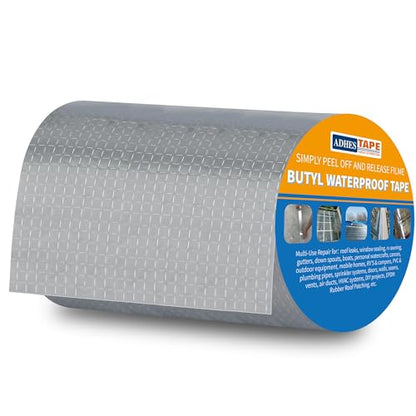 Butyl Tape Waterproof Tape, 2 inch x 16 feet, Aluminum Foil Tape Butyl Sealant Tape for RV Repair, Window, Silicone, Boat and Pipe Sealing, Glass & EDPM Rubber Roof Patching, Silver - Flymaster Shop