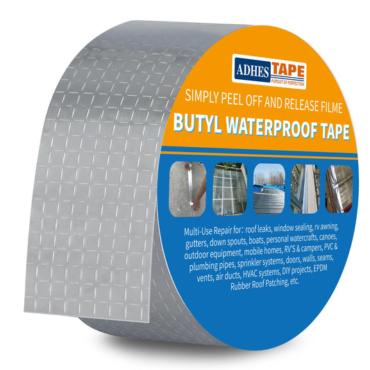 Butyl Tape Waterproof Tape, 2 inch x 16 feet, Aluminum Foil Tape Butyl Sealant Tape for RV Repair, Window, Silicone, Boat and Pipe Sealing, Glass & EDPM Rubber Roof Patching, Silver - Flymaster Shop