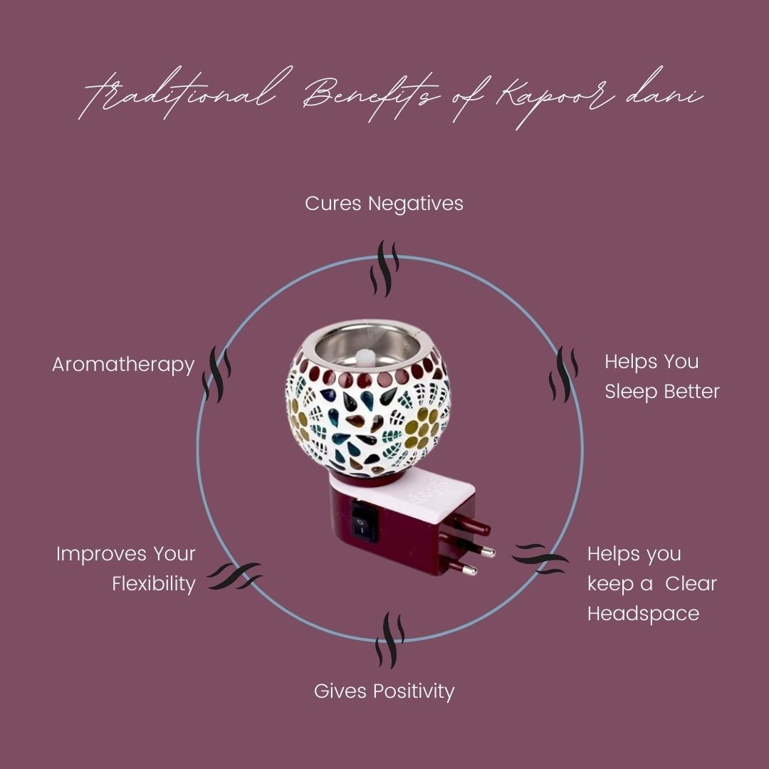 Ceramic Aroma Diffuser & Kapoor Dani with Night Light | Essential Oil and Camphor Burner with Easy On/Off Function for Fragrance and Relaxation Pack of 1. - Flymaster Shop