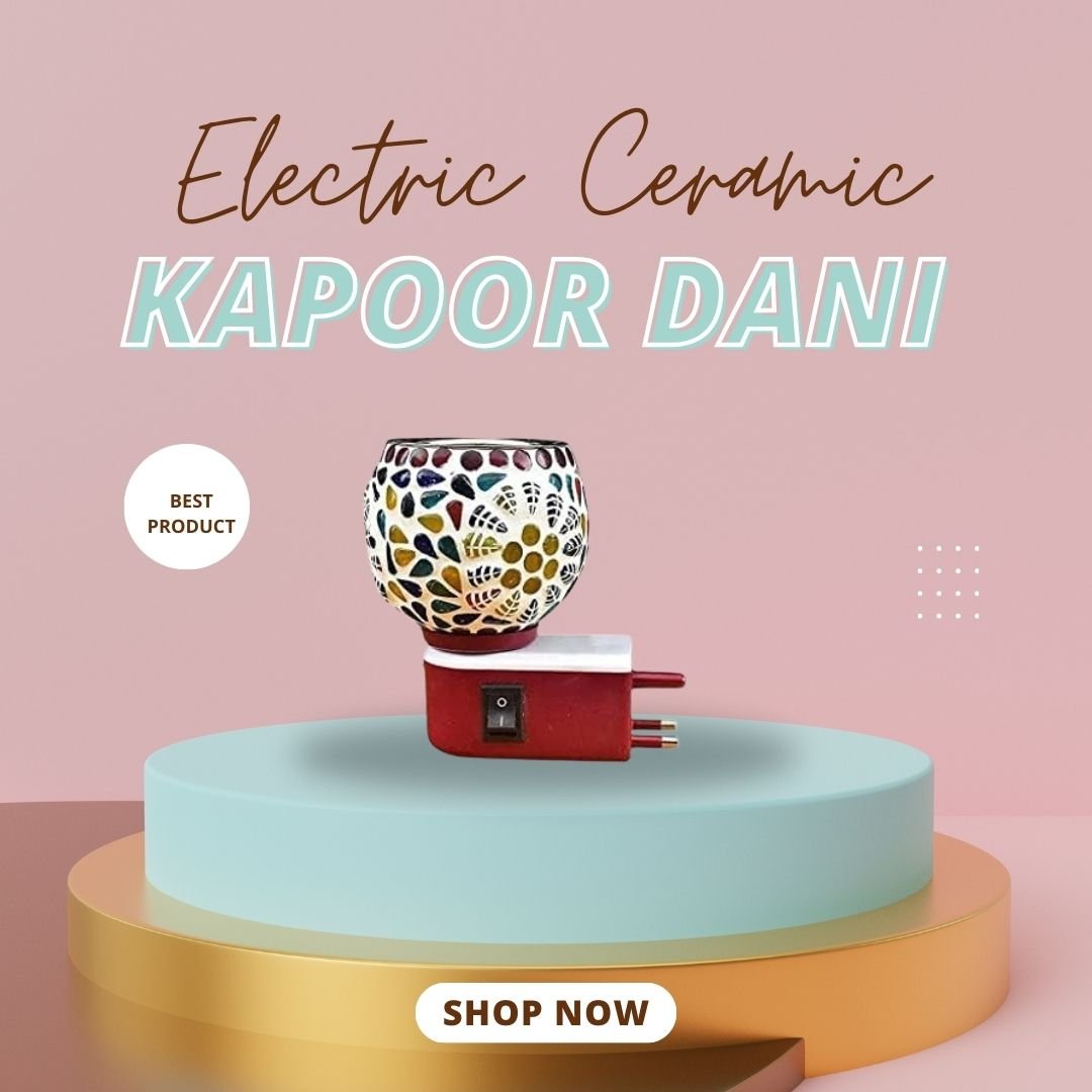 Ceramic Aroma Diffuser & Kapoor Dani with Night Light | Essential Oil and Camphor Burner with Easy On/Off Function for Fragrance and Relaxation Pack of 1. - Flymaster Shop