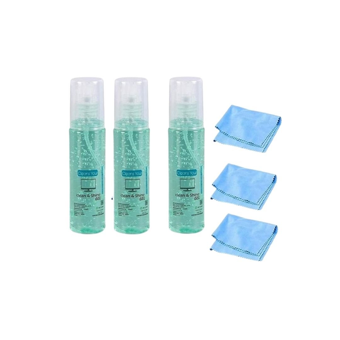 Cleaner Fluid Gel LCD Cleaning Kit, Liquid Solution with Cloth to Clean Mobile/Laptop Screen Pack of 3 - Flymaster Shop