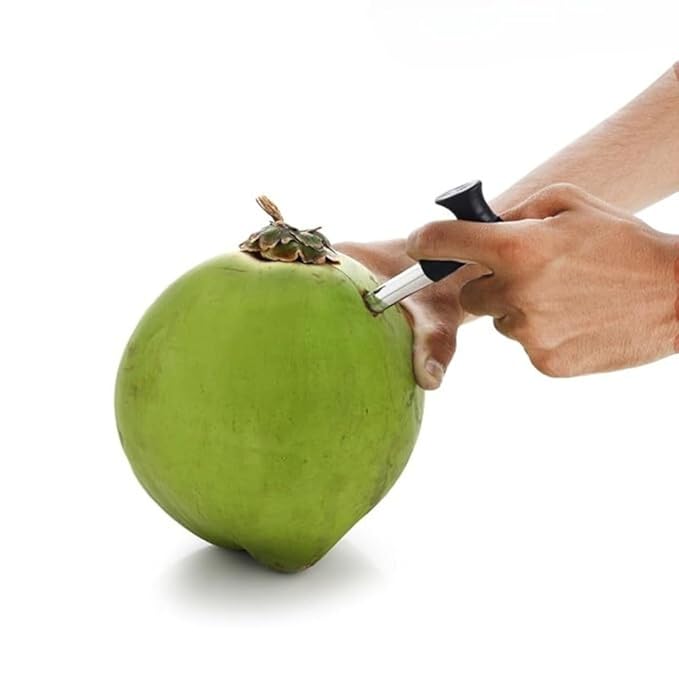 Coconut Opener Set of 2 – Stainless Steel Drill Cutter with Cleaner Stick for Effortless Coconut Water Extraction | Easy 3-Step Process | Multicolor. - Flymaster Shop